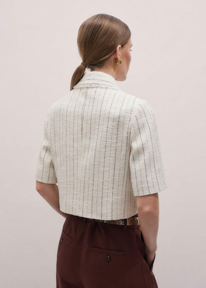Ivory Stripe Crop Jacket | ME+EM