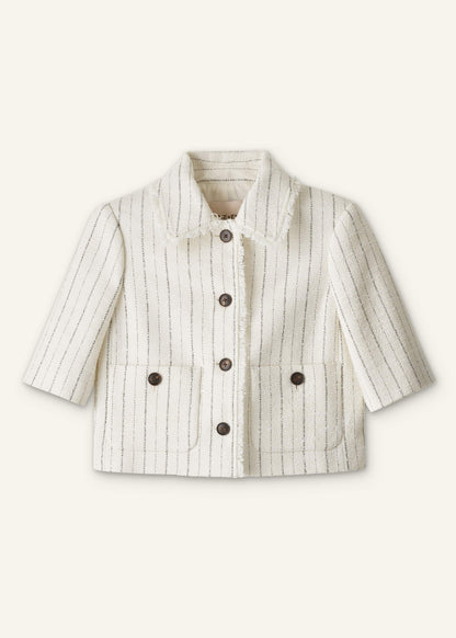 Ivory Stripe Crop Jacket | ME+EM