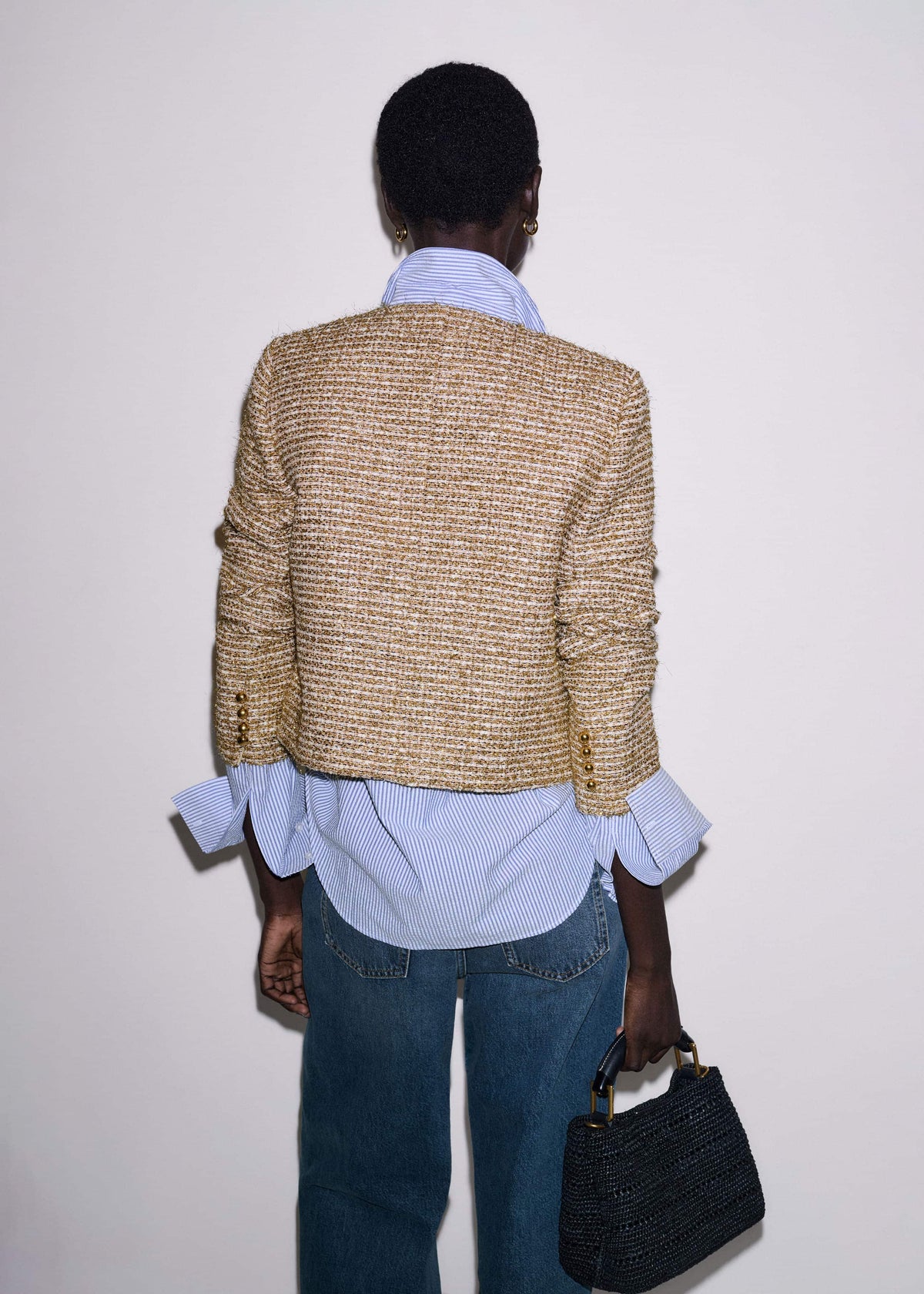 Gold Metallic Crop Evening Jacket | ME+EM