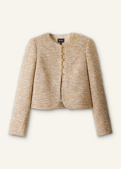 Gold Metallic Crop Evening Jacket | ME+EM