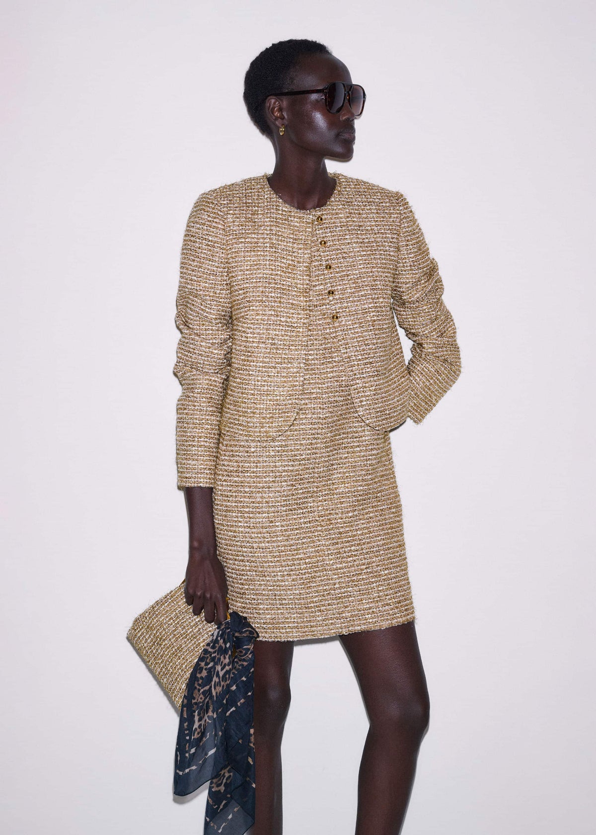 Gold Metallic Crop Evening Jacket | ME+EM