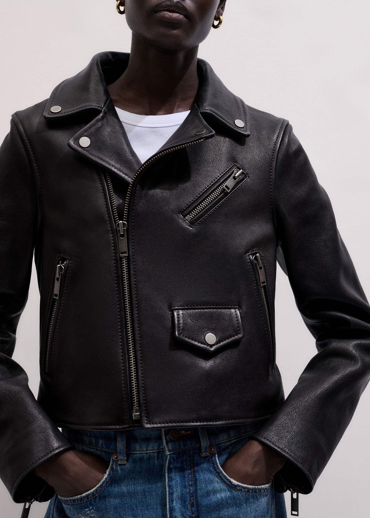 Black Perfect Little Biker Jacket | ME+EM