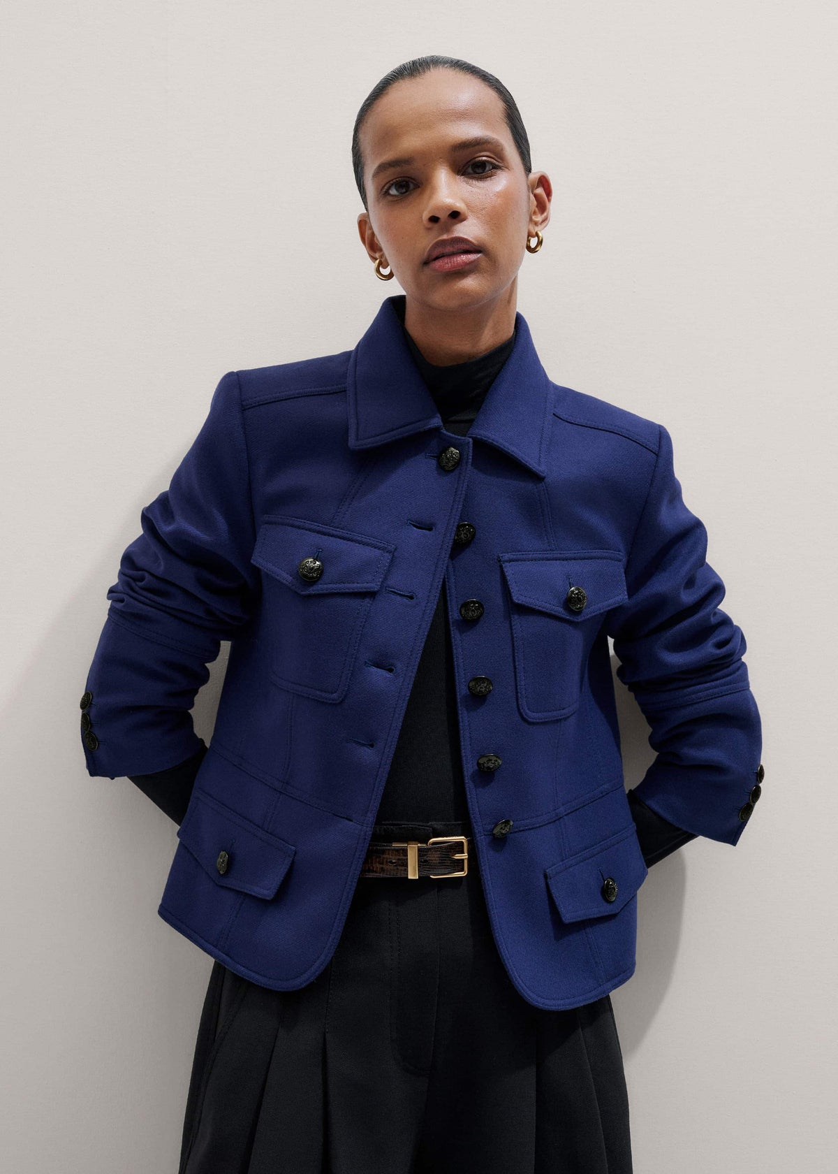 Blue Fitted Military Jacket | ME+EM