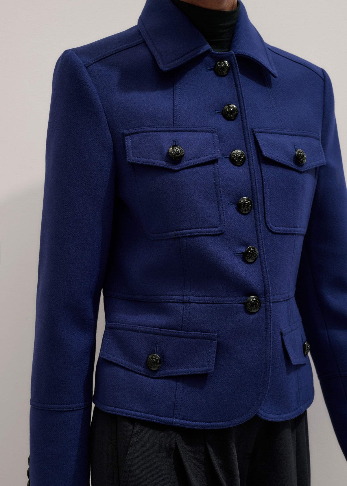 Blue Fitted Military Jacket | ME+EM