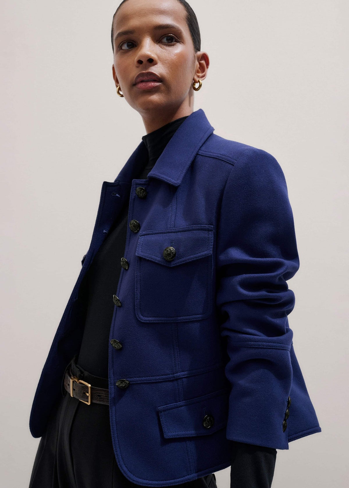 Blue Fitted Military Jacket | ME+EM