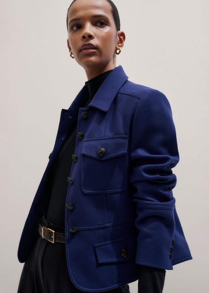 Blue Fitted Military Jacket | ME+EM