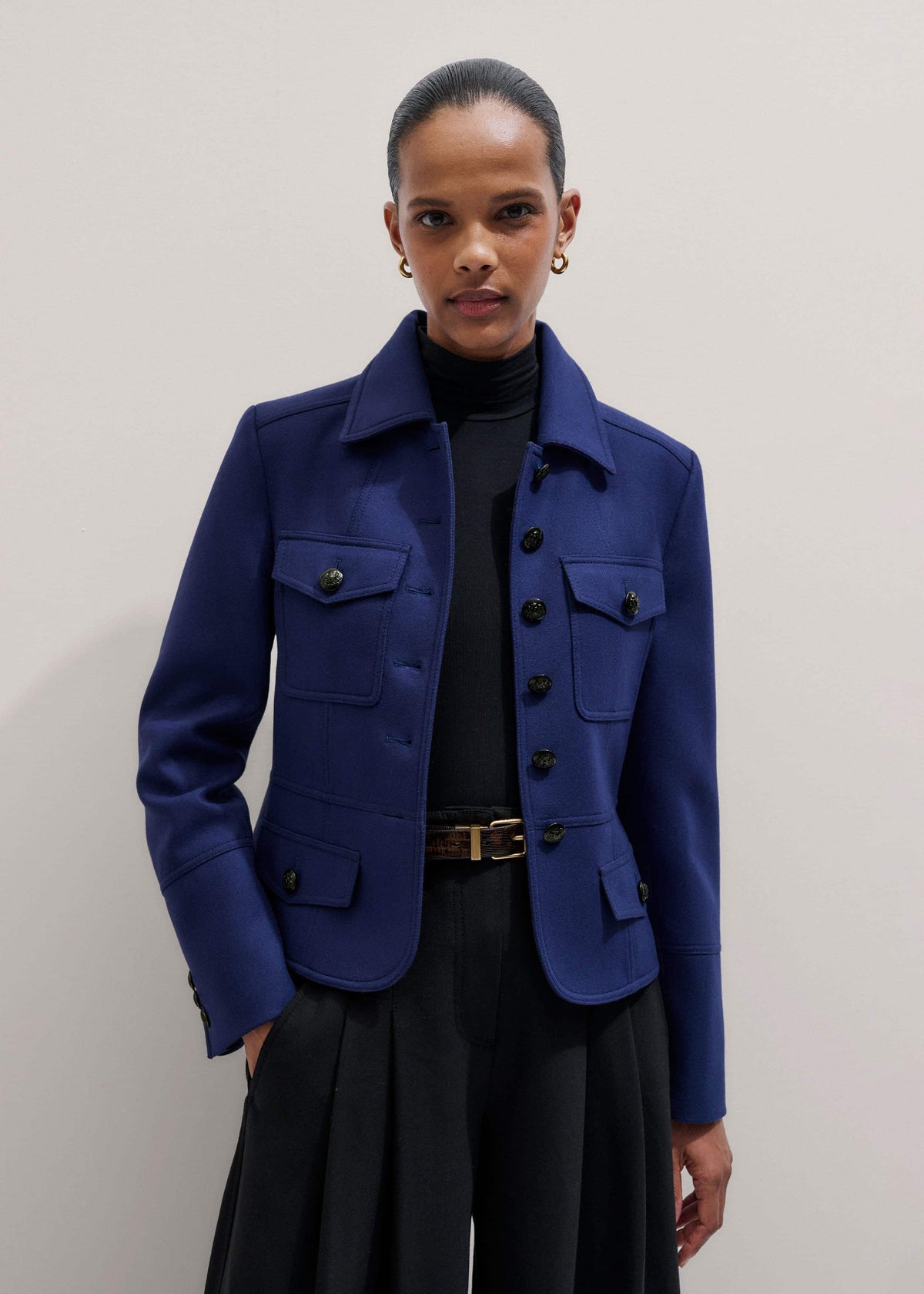 Blue Fitted Military Jacket | ME+EM