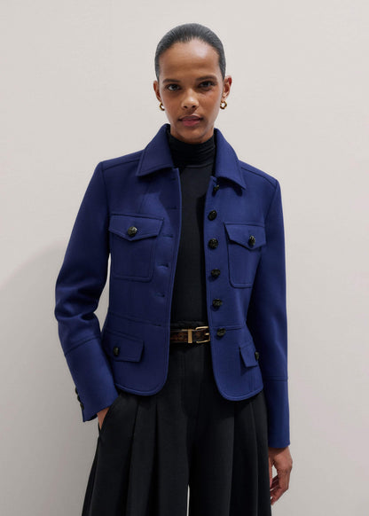 Blue Fitted Military Jacket | ME+EM