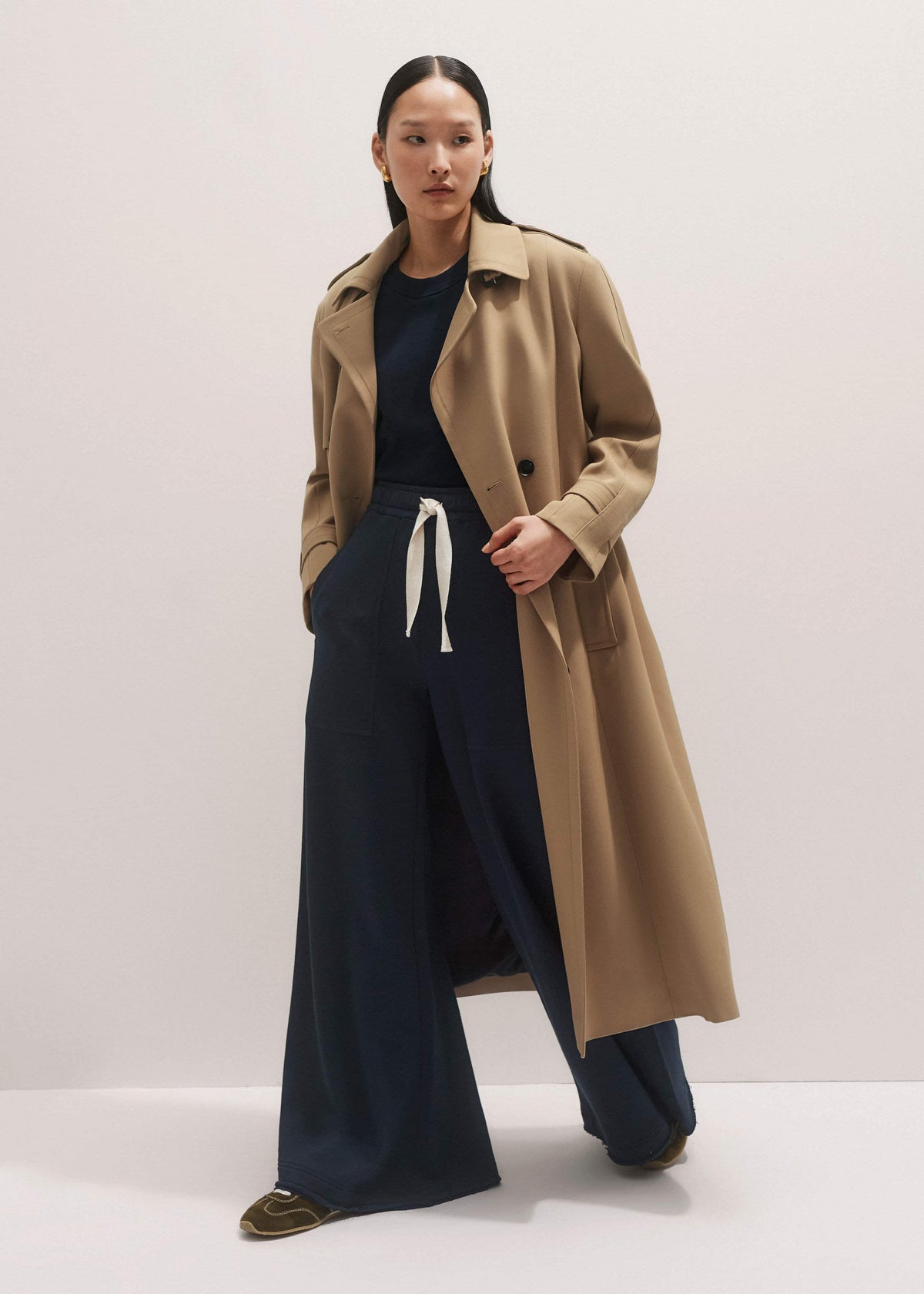 Brown Relaxed Shoulder Trench Coat | ME+EM