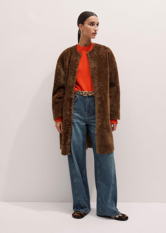 Brown Shearling Coat | ME+EM