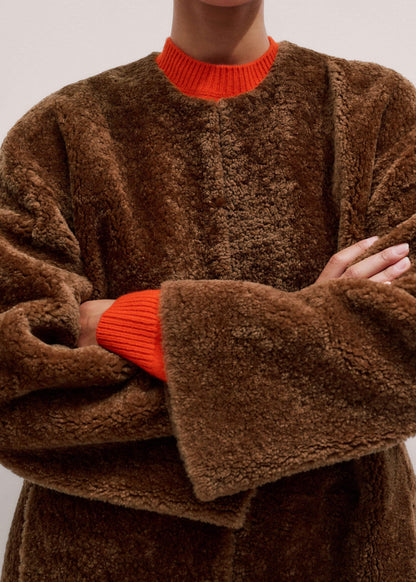 Brown Shearling Coat | ME+EM