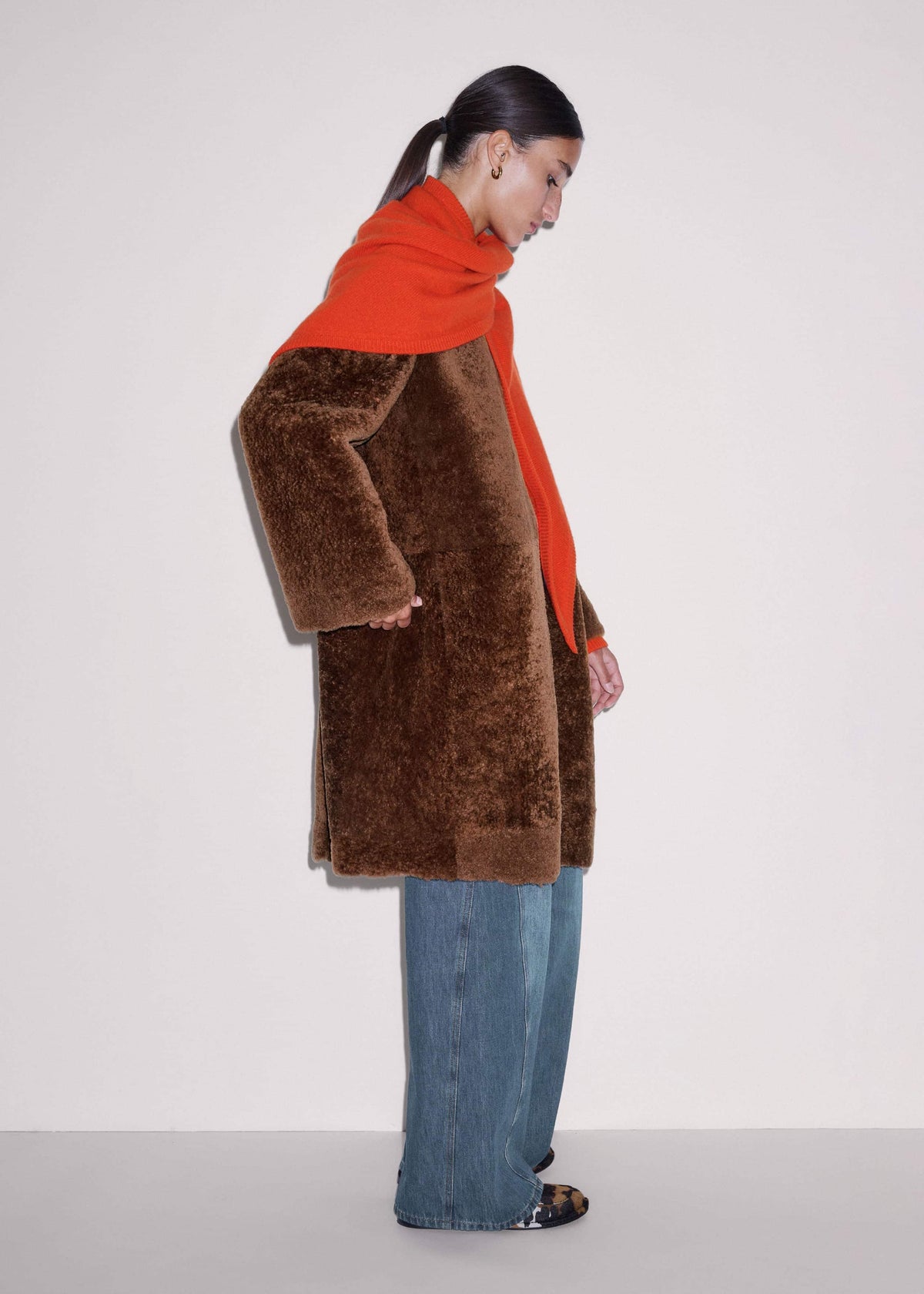 Brown Shearling Coat | ME+EM