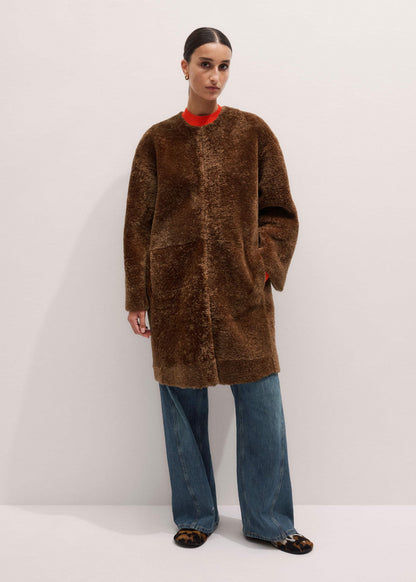 Brown Shearling Coat | ME+EM