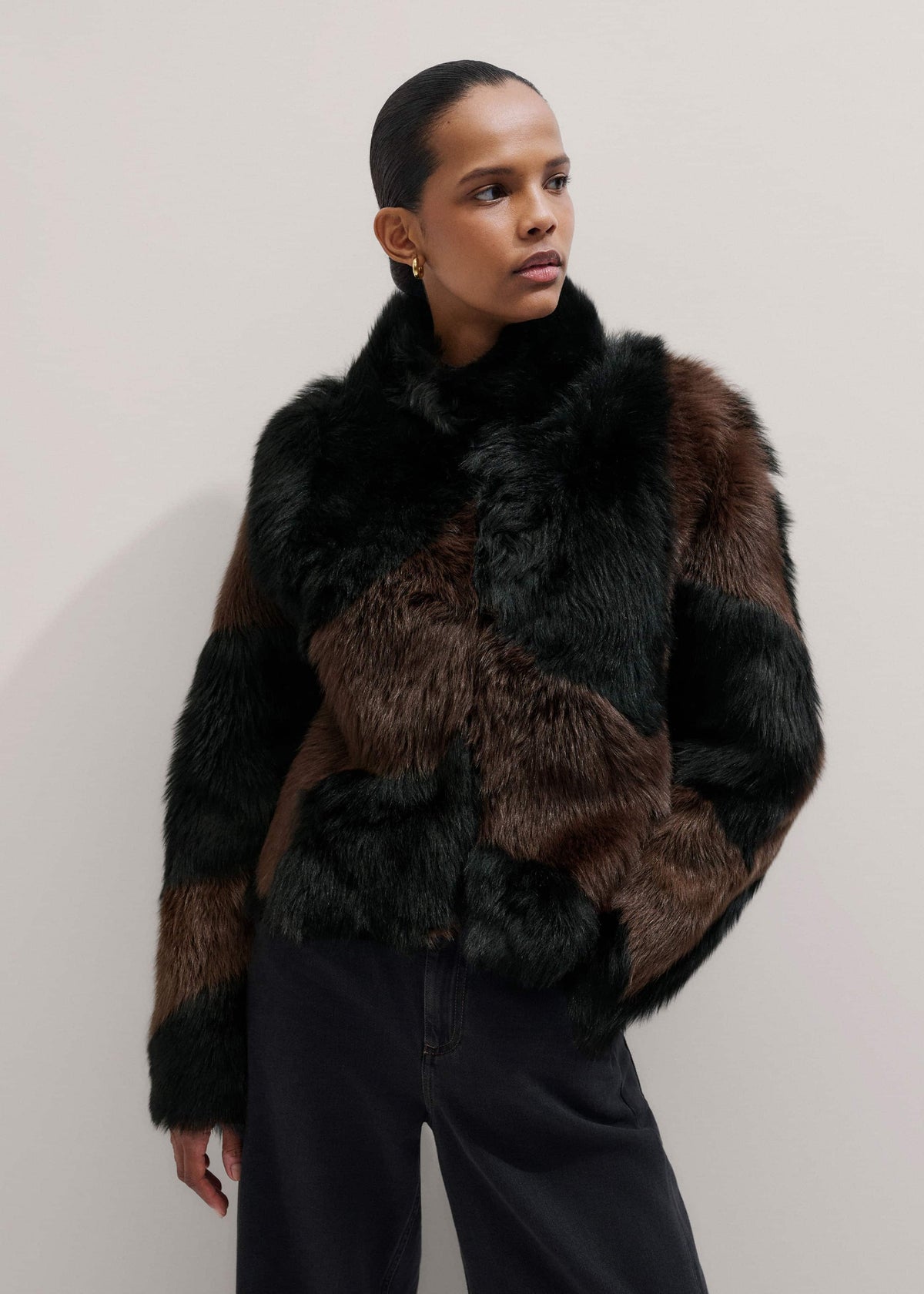 Brown Luxe Patchwork Coat | ME+EM