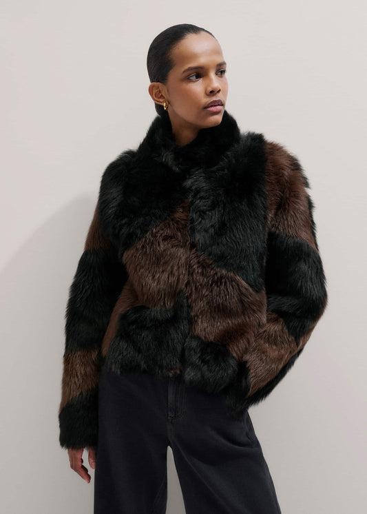 Brown Luxe Patchwork Coat | ME+EM