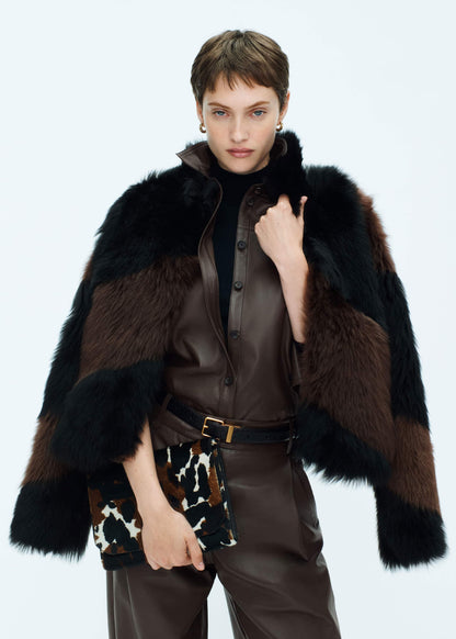 Brown Luxe Patchwork Coat | ME+EM