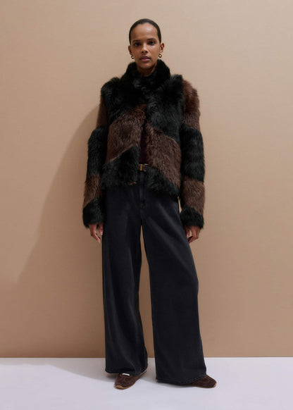 Brown Luxe Patchwork Coat | ME+EM