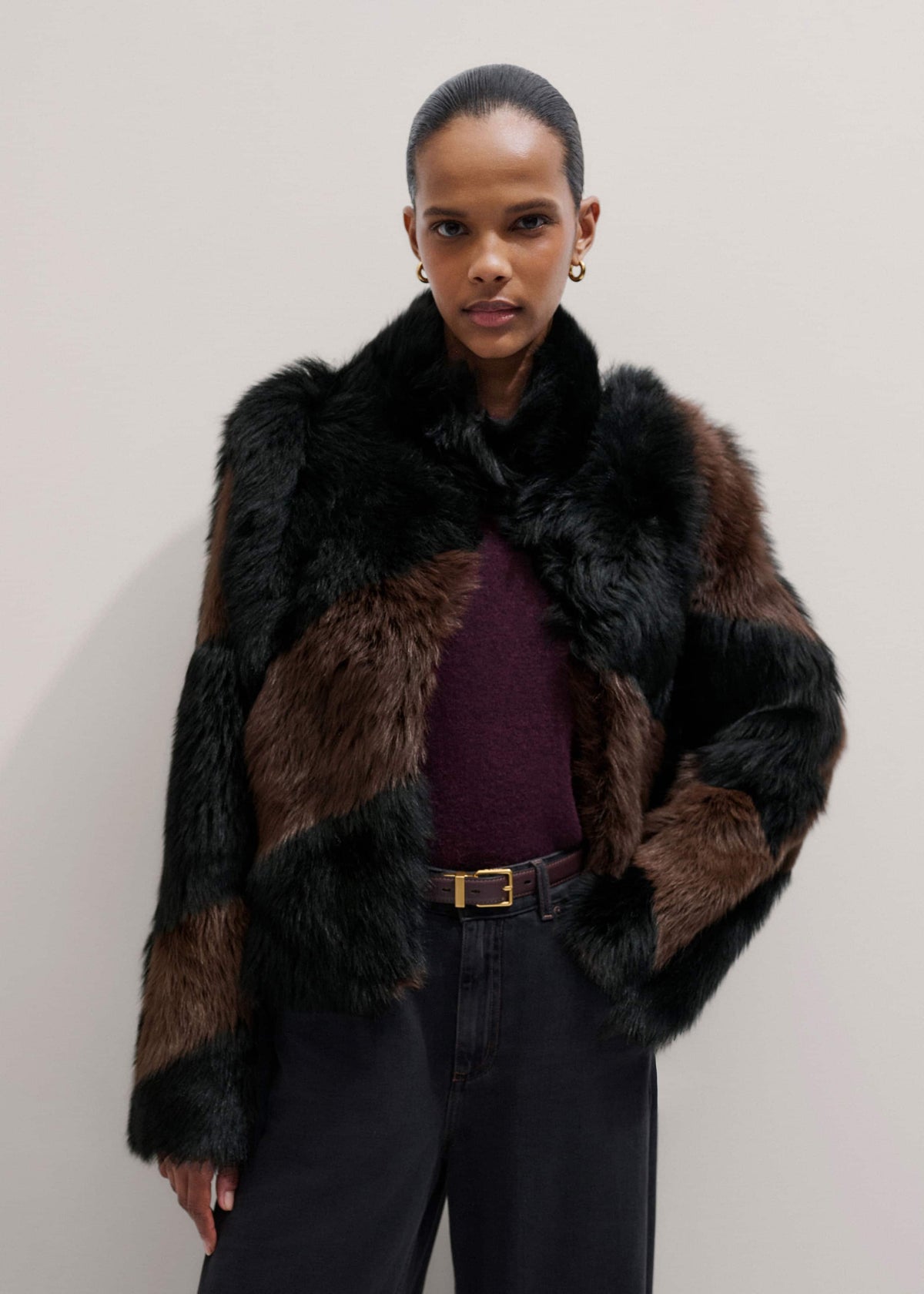 Brown Luxe Patchwork Coat | ME+EM
