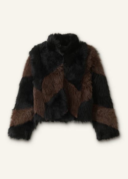 Brown Luxe Patchwork Coat | ME+EM