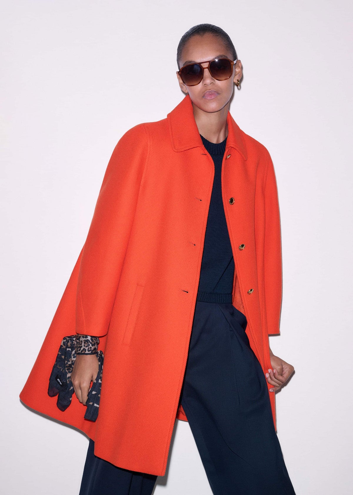 Orange Sculptural Sleeve Swing Coat | ME+EM