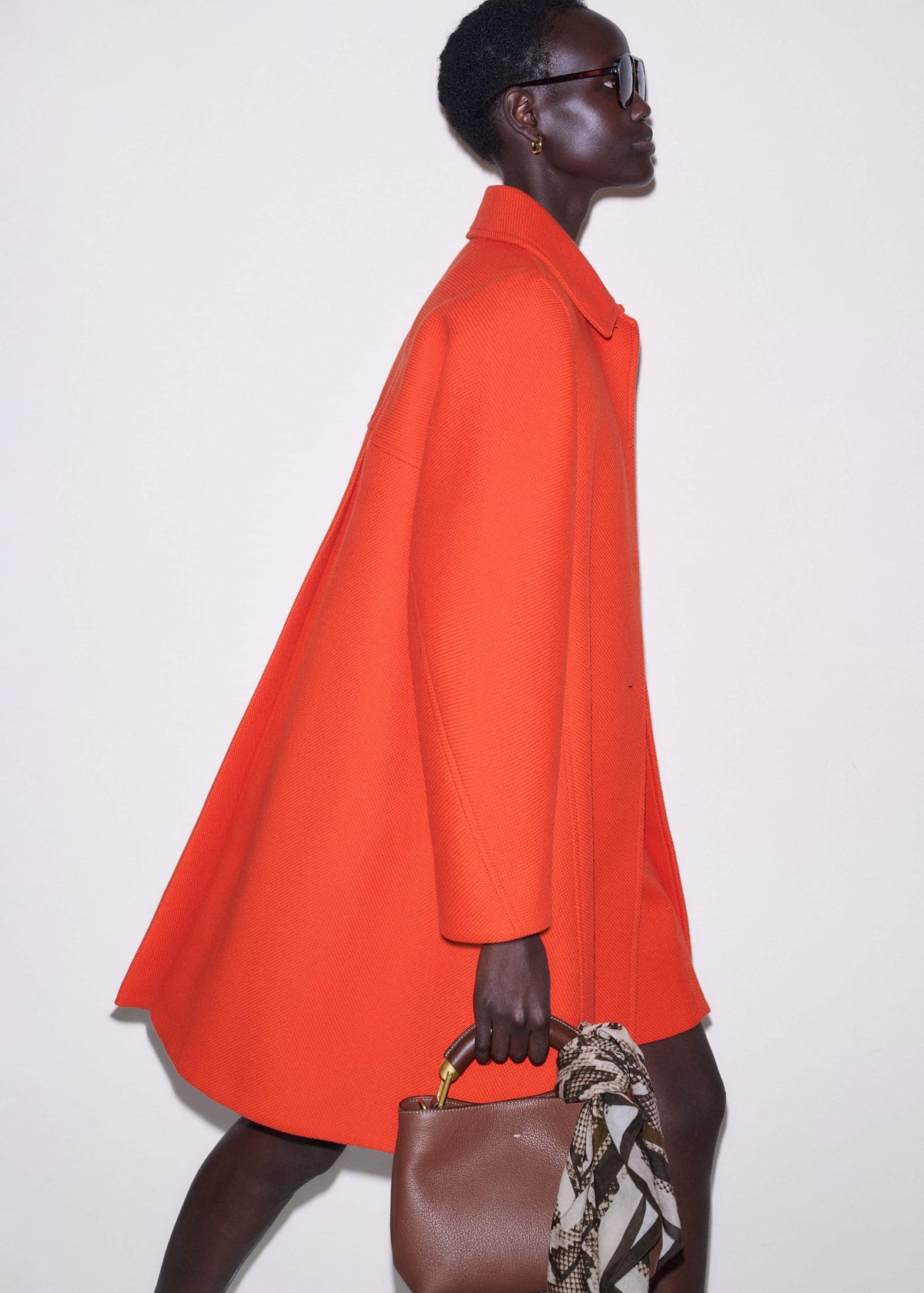 Orange Sculptural Sleeve Swing Coat | ME+EM
