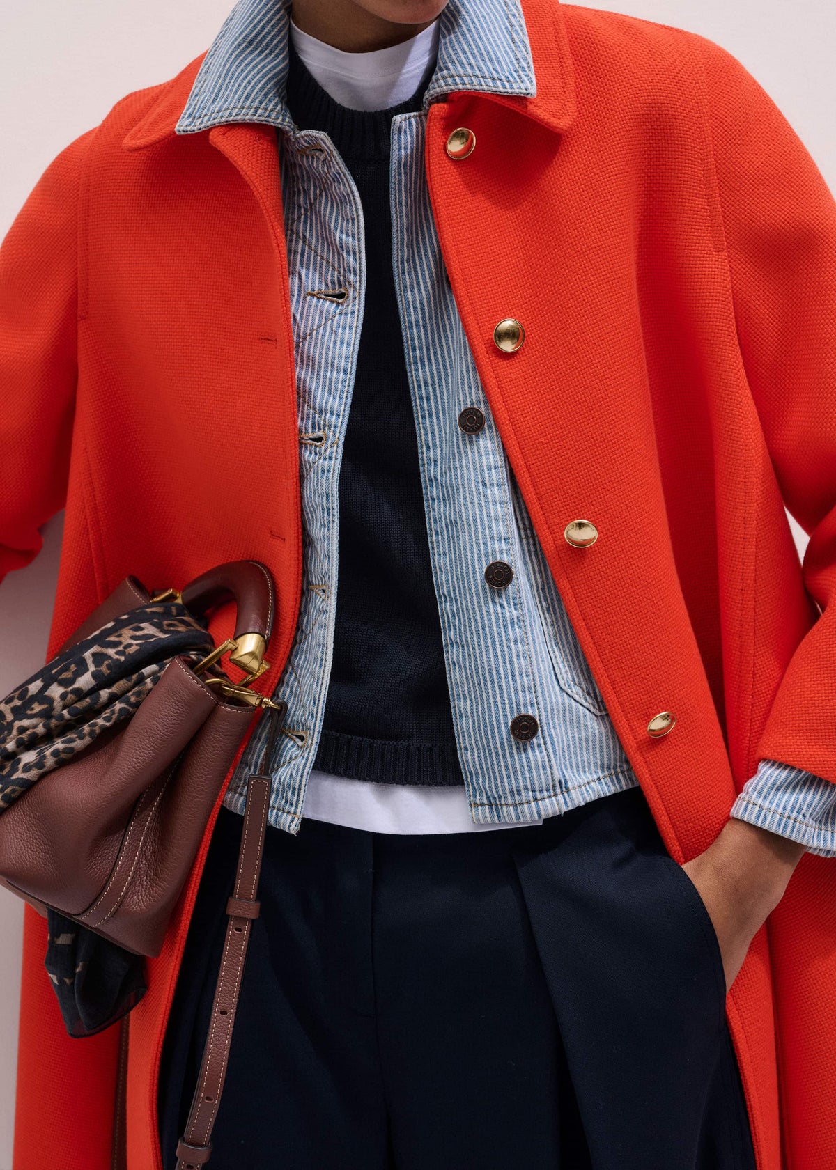 Orange Sculptural Sleeve Swing Coat | ME+EM