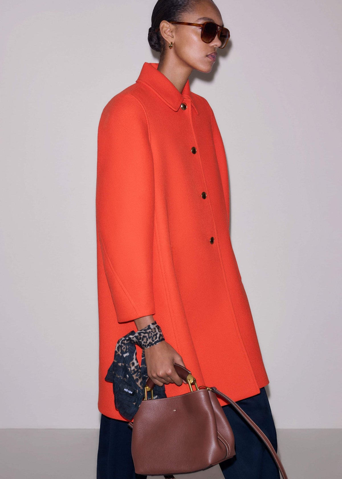 Orange Sculptural Sleeve Swing Coat | ME+EM