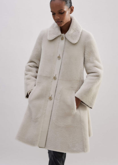 Natural Luxe Shearling Leather-Mix Swing Coat | ME+EM