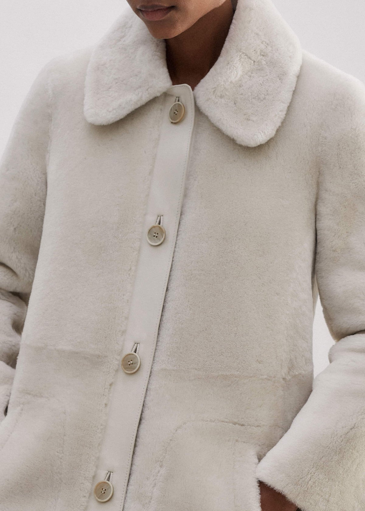 Natural Luxe Shearling Leather-Mix Swing Coat | ME+EM