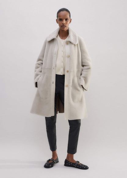 Natural Luxe Shearling Leather-Mix Swing Coat | ME+EM