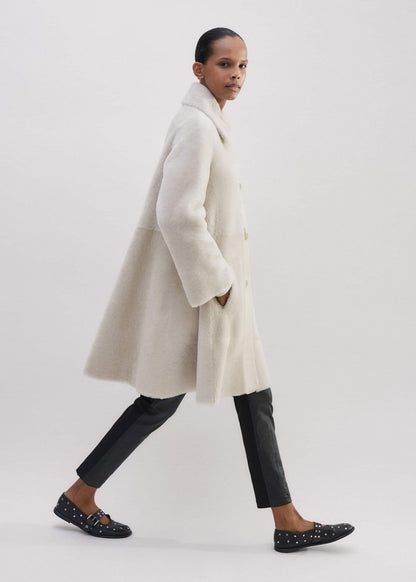 Natural Luxe Shearling Leather-Mix Swing Coat | ME+EM