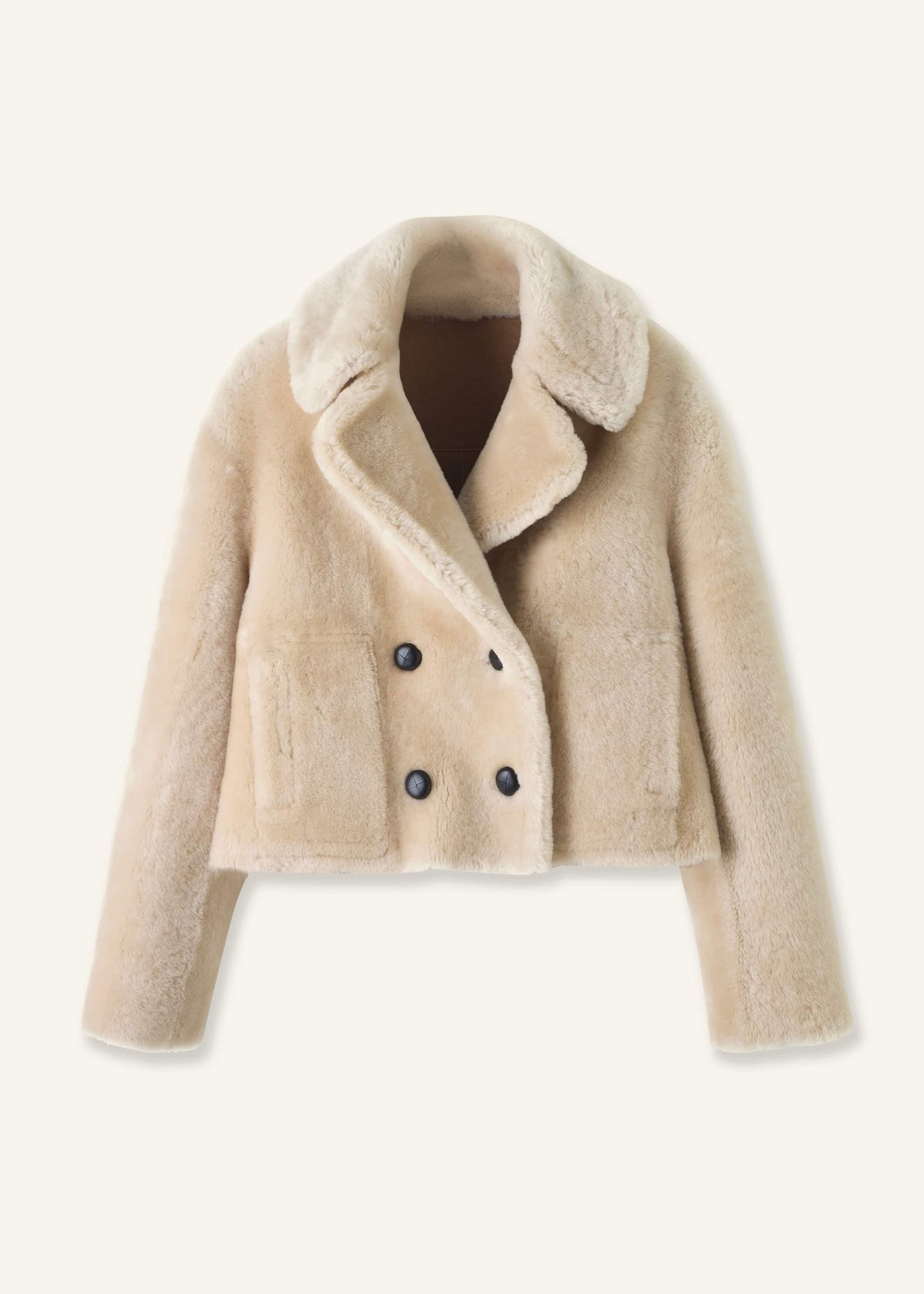 Cream Luxe Short Shearling Coat | Shearling Coats | ME+EM