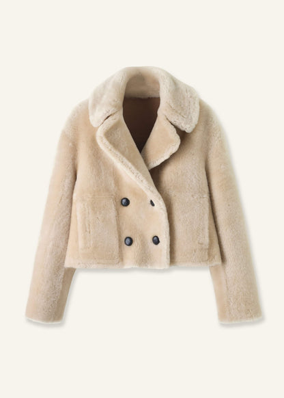 Cream Luxe Short Shearling Coat | Shearling Coats | ME+EM