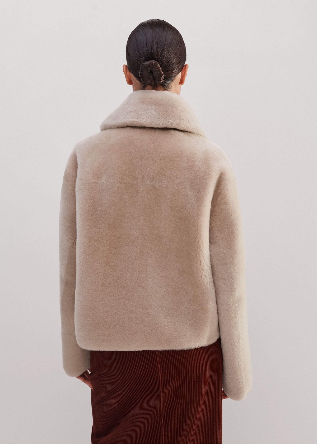 Cream Luxe Short Shearling Coat | Shearling Coats | ME+EM