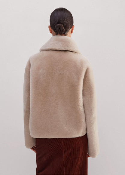 Cream Luxe Short Shearling Coat | Shearling Coats | ME+EM