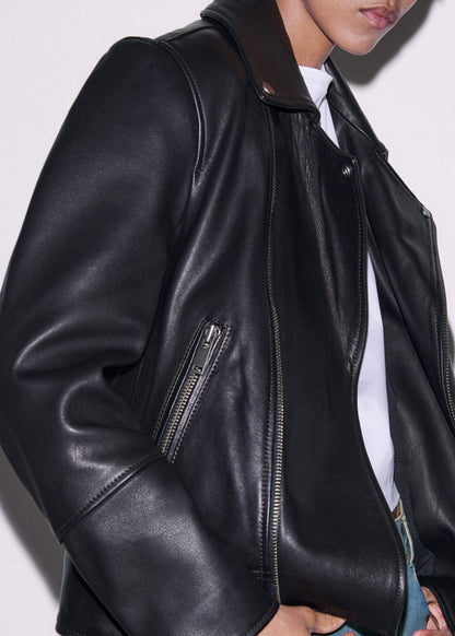 Black Authentic Leather Biker Jacket | ME+EM