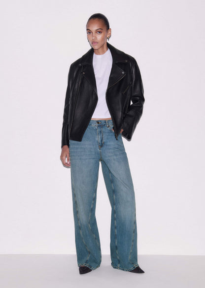 Black Authentic Leather Biker Jacket | ME+EM
