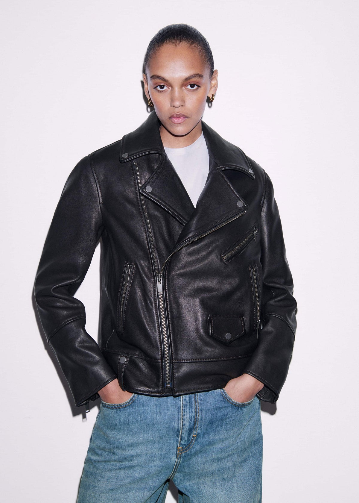 Black Authentic Leather Biker Jacket | ME+EM