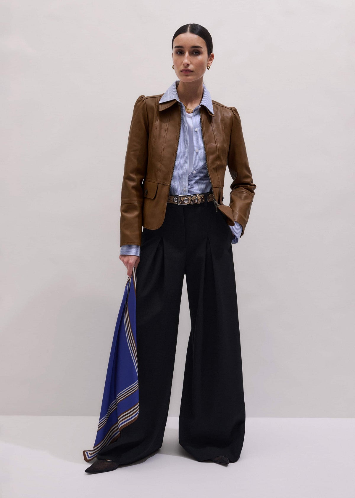 Brown Slim Fit Feminine Utility Jacket | ME+EM