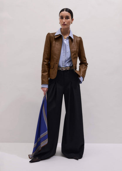 Brown Slim Fit Feminine Utility Jacket | ME+EM