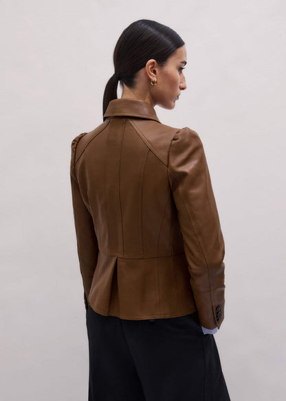 Brown Slim Fit Feminine Utility Jacket | ME+EM