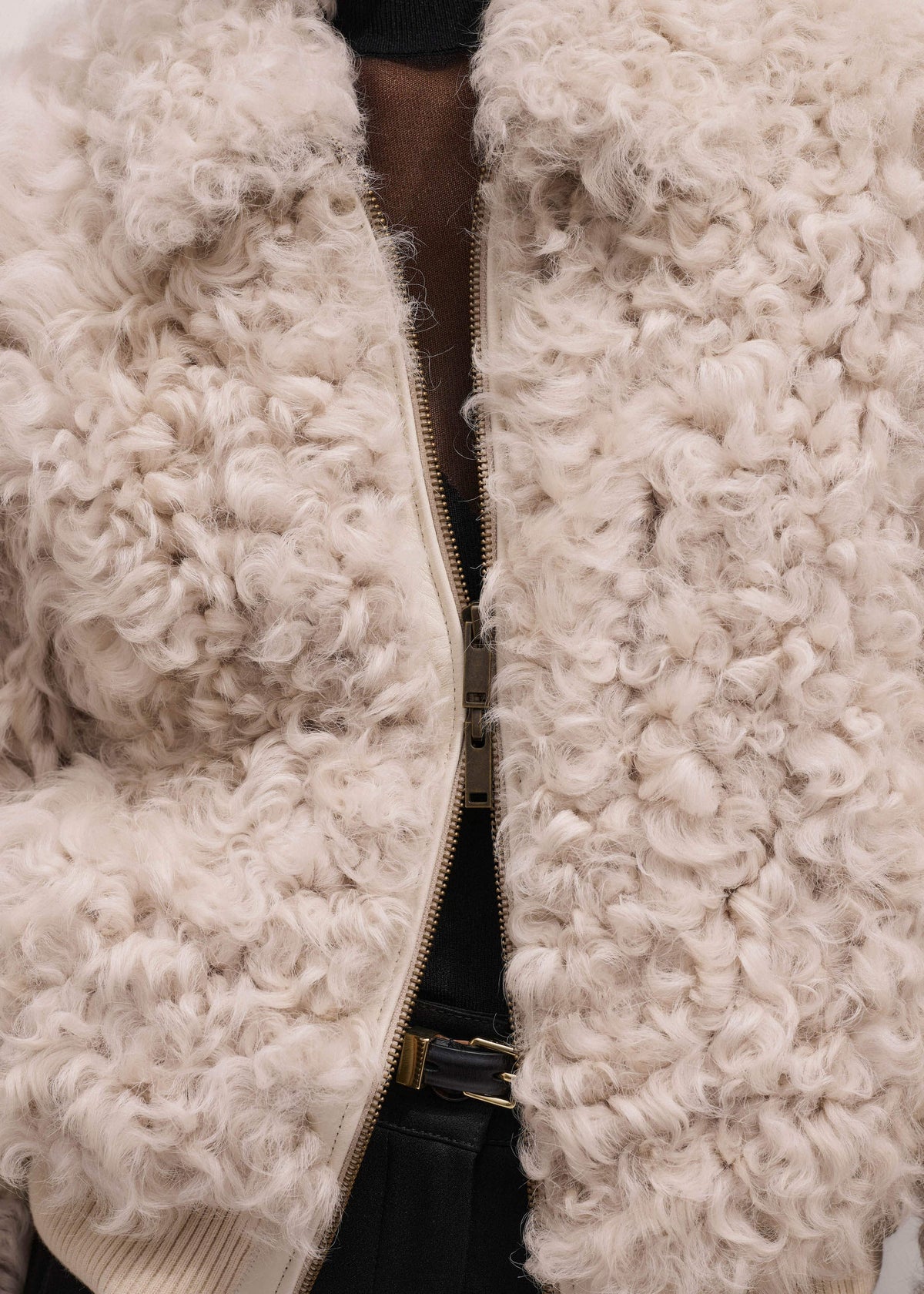 Cream Luxe Shearling Bomber Jacket | ME+EM