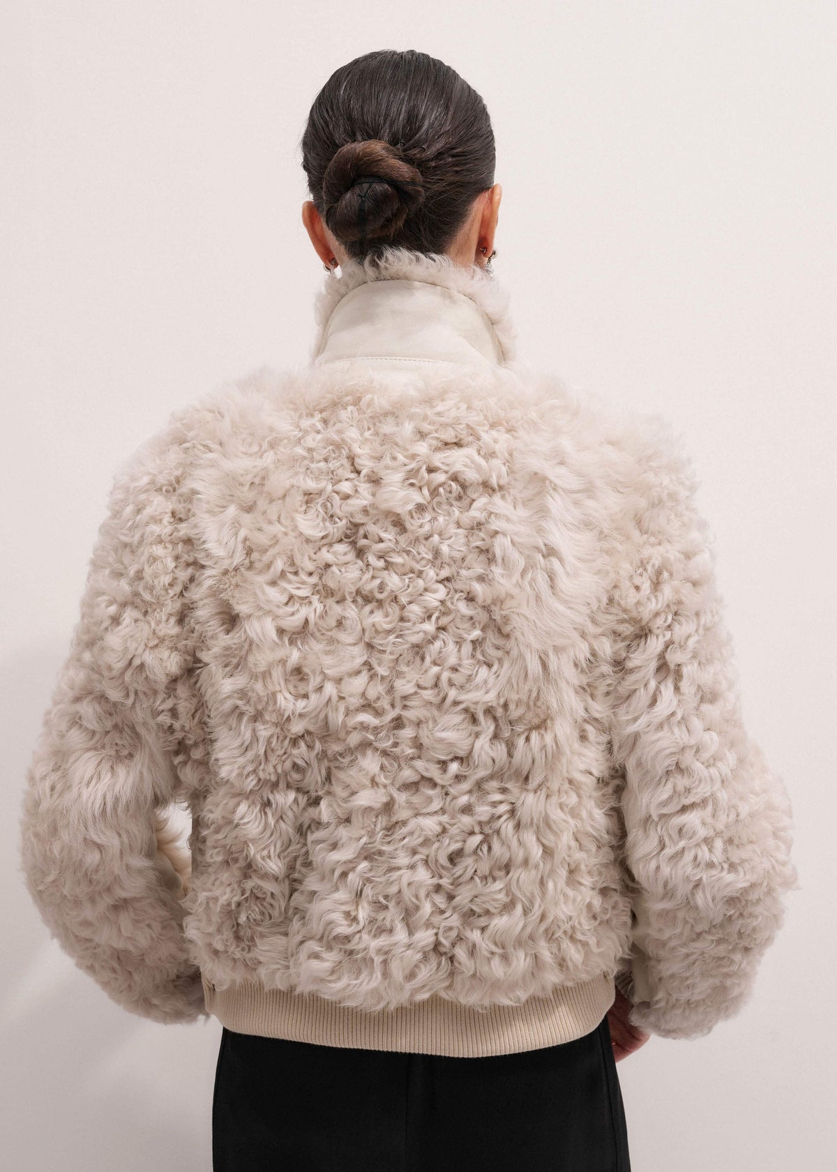 Cream Luxe Shearling Bomber Jacket | ME+EM