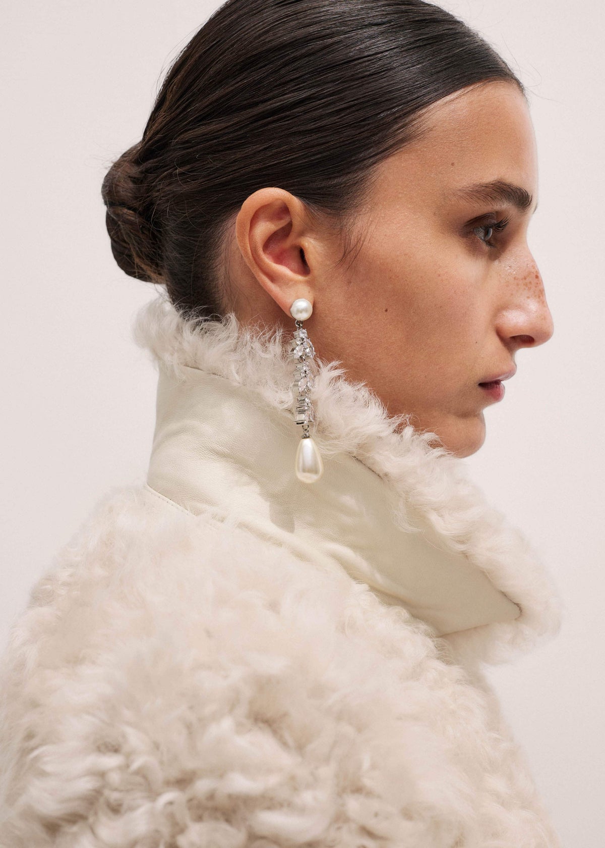 Cream Luxe Shearling Bomber Jacket | ME+EM