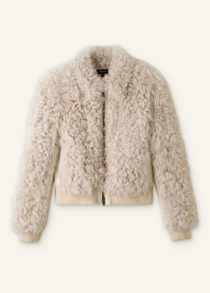 Cream Luxe Shearling Bomber Jacket | ME+EM