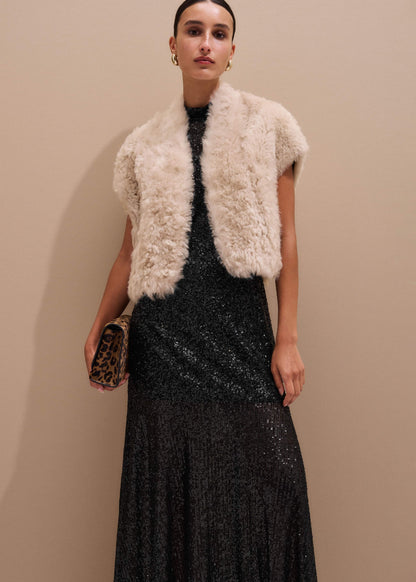 Cream Shearling Evening Layering Shrug | ME+EM