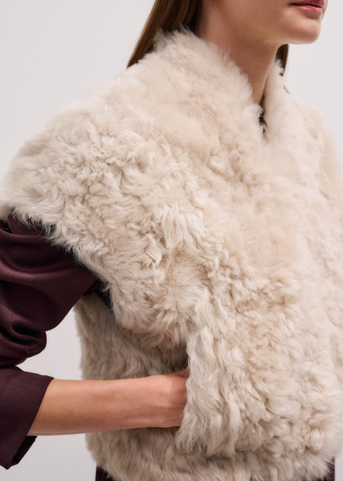 Cream Shearling Evening Layering Shrug | ME+EM