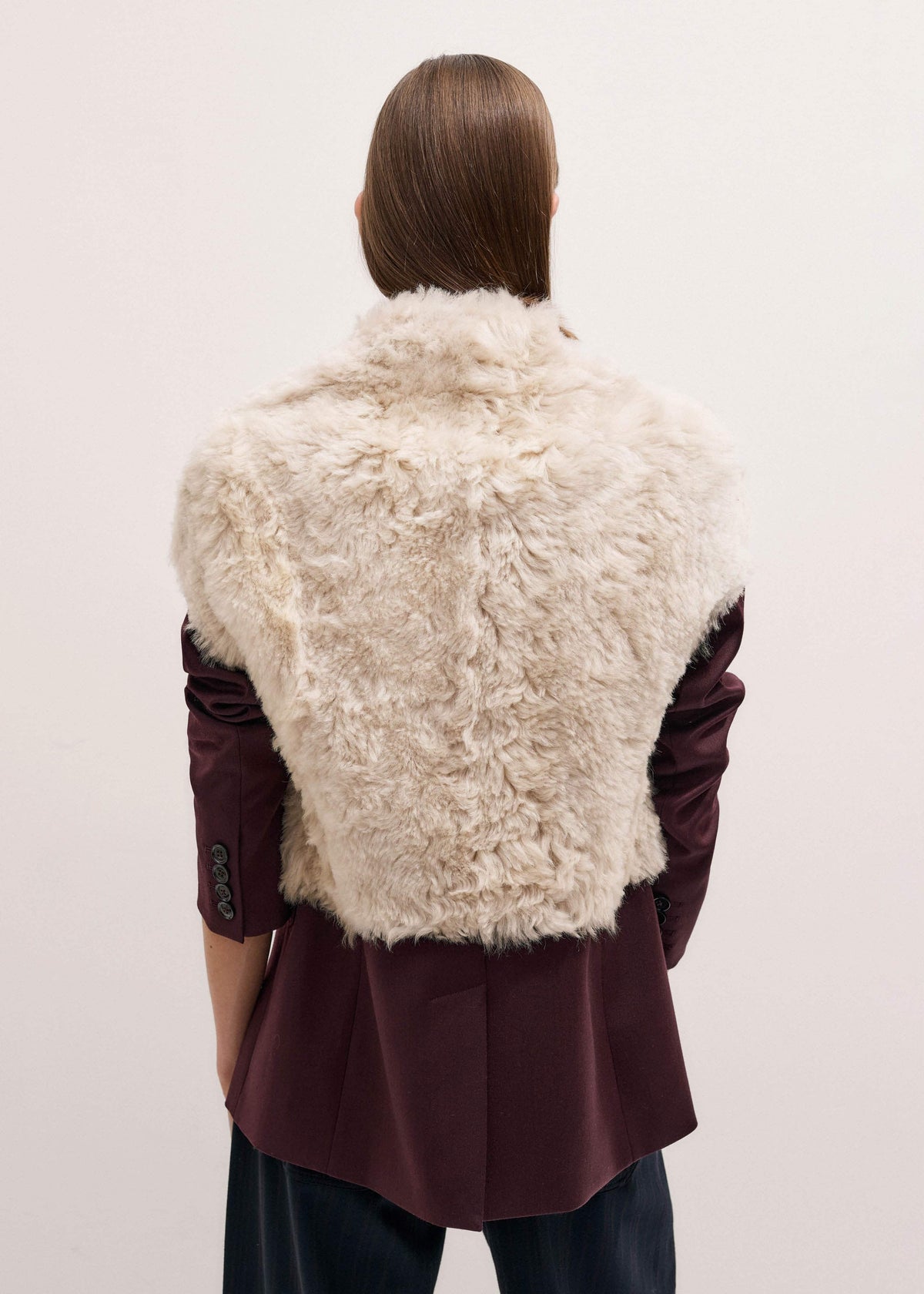Cream Shearling Evening Layering Shrug | ME+EM