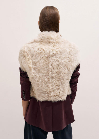 Cream Shearling Evening Layering Shrug | ME+EM