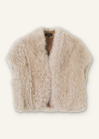 Cream Shearling Evening Layering Shrug | ME+EM